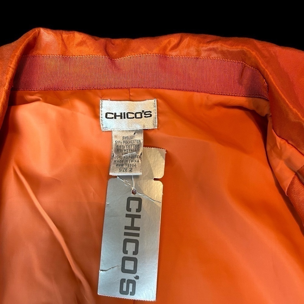 Chico’s Simple Sport Anna In Tiger Lily Orange Color Utility Style Jacket - Picture 10 of 16